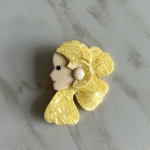 Vintage Lea Stein Brooch Pin - Blonde Lady